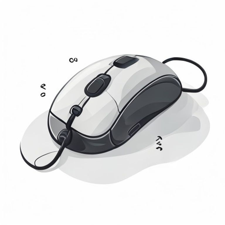 Computer mouse with labeled parts - left button, right button, scroll wheel