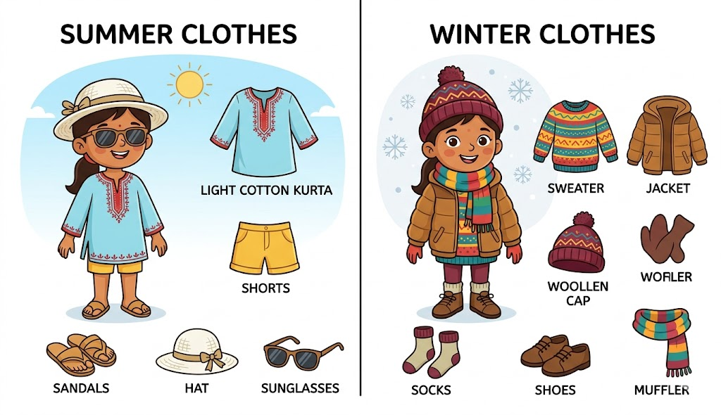 Summer clothes and Winter clothes for Indian children