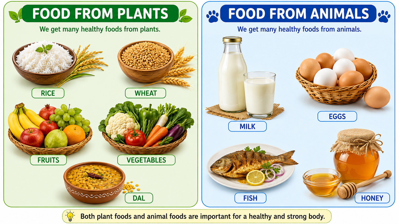 Food from plants and food from animals — Indian foods