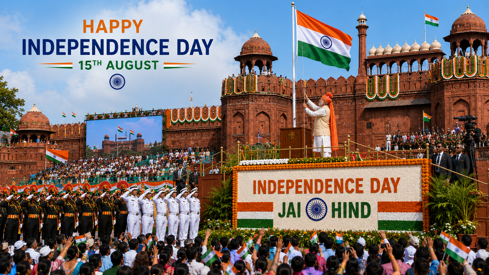 Independence Day flag hoisting at Red Fort