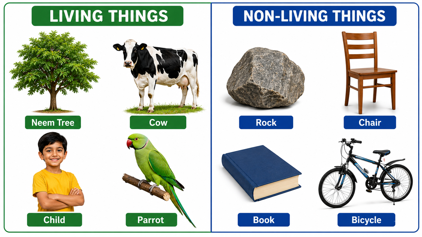 Living things vs non-living things comparison