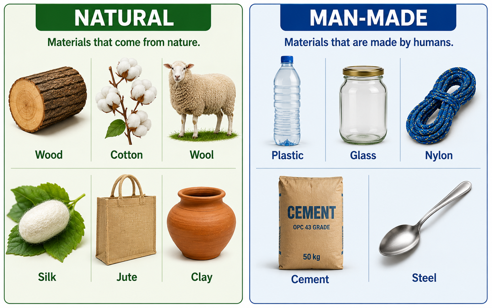 Natural vs man-made materials comparison