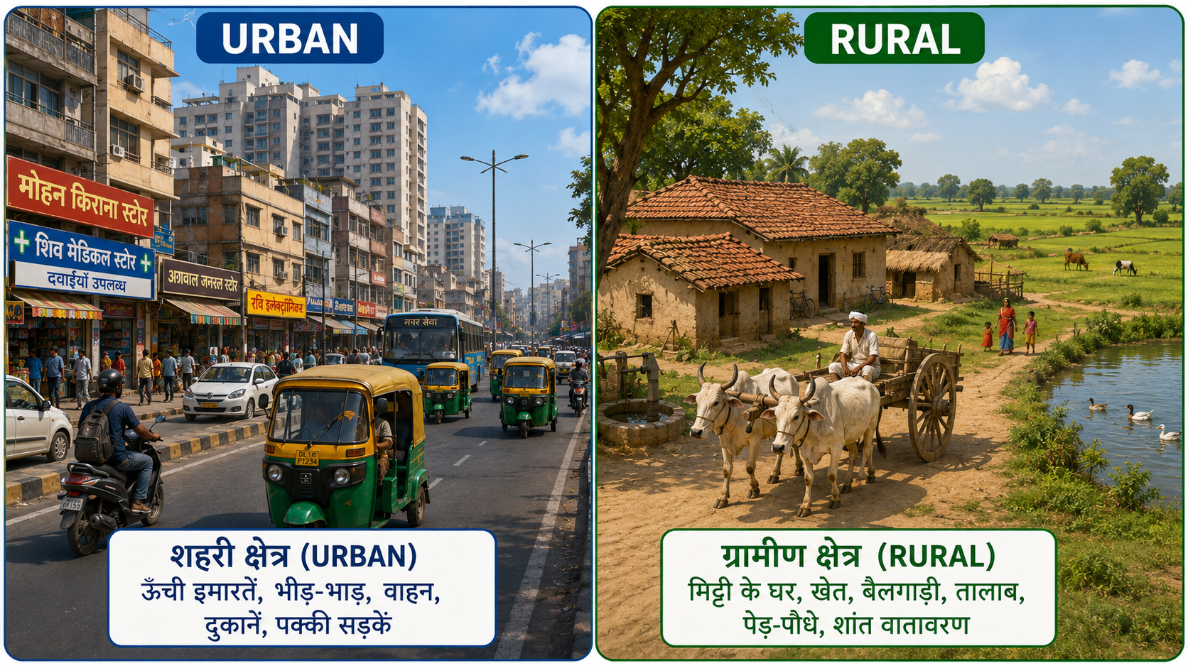Urban vs rural neighbourhood comparison