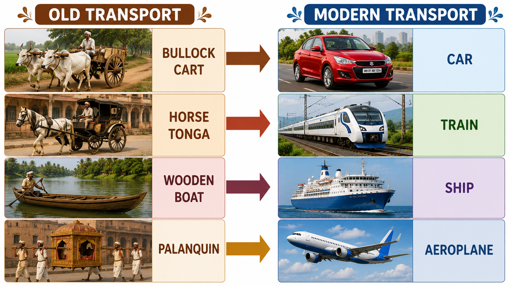 Old vs modern transport comparison