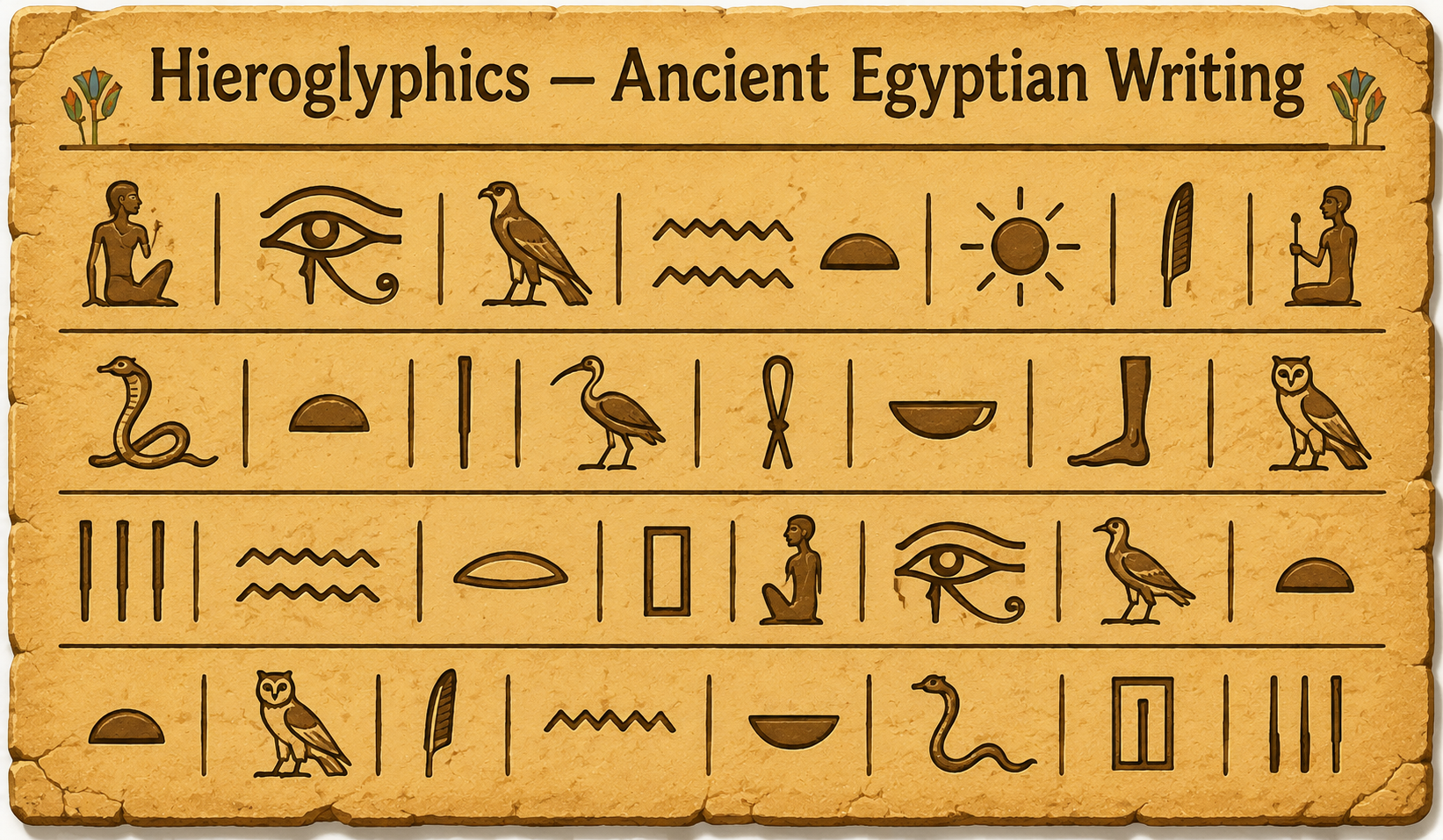 Hieroglyphics — Ancient Egyptian picture writing with symbols